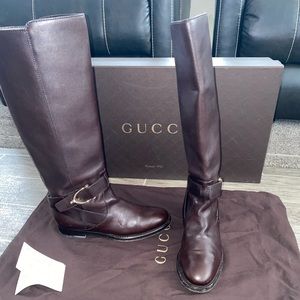 Gucci saddle soft lux dark cocoa Riding Boot GUC